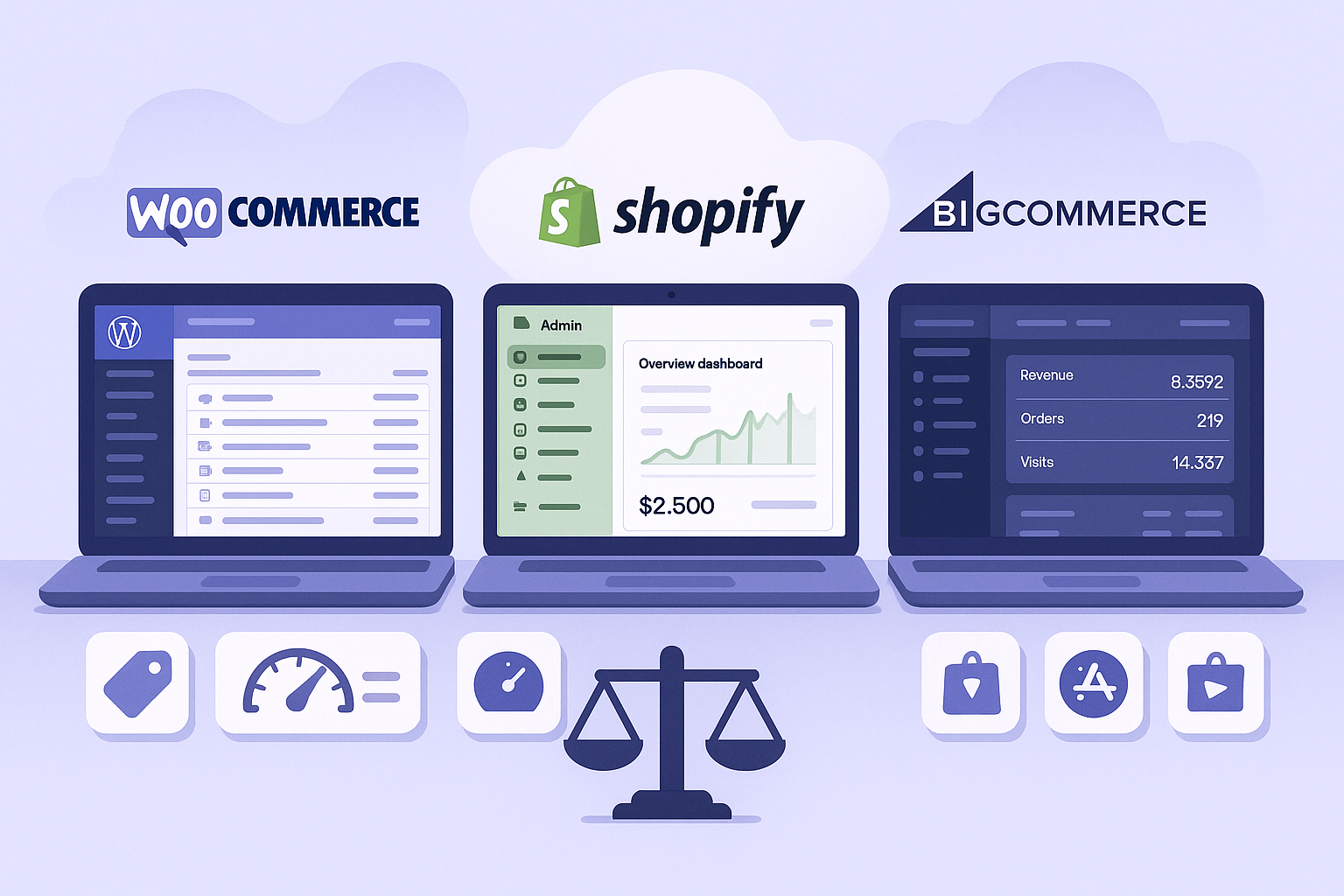 Shopify vs WooCommerce vs BigCommerce Comparison